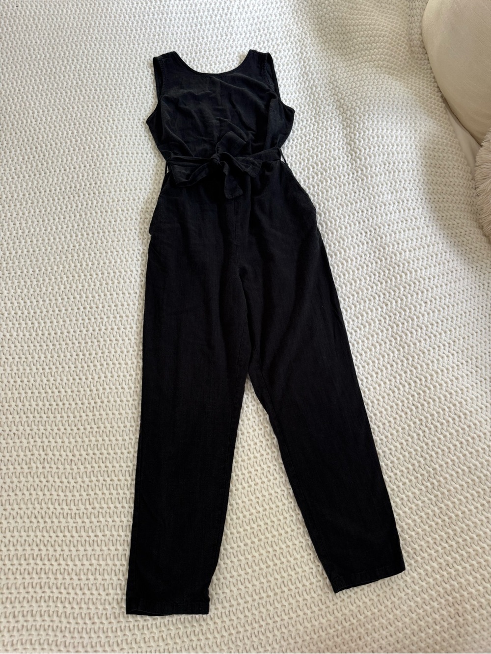 Marine Layer Black Sleeveless Tie-Waist Jumpsuit